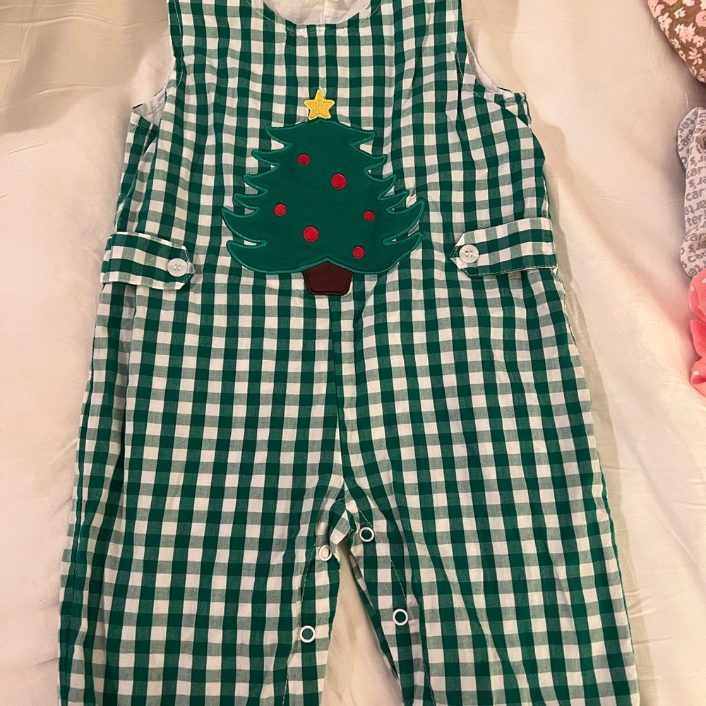 Honeydew Kids Clothing Green Checkered Christmas Longall-18 M